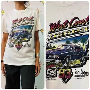 Vintage 90s Y2K Moto Racing Tee West Coast Thunder Stream Size Small